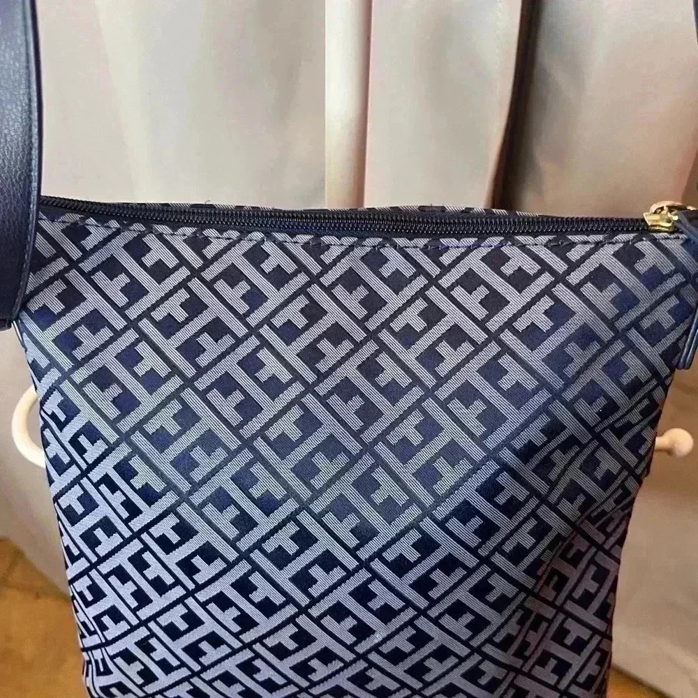 Tommy Hilfiger Canvas and Leather Crossbody Bag Navy - Picture 8 of 13